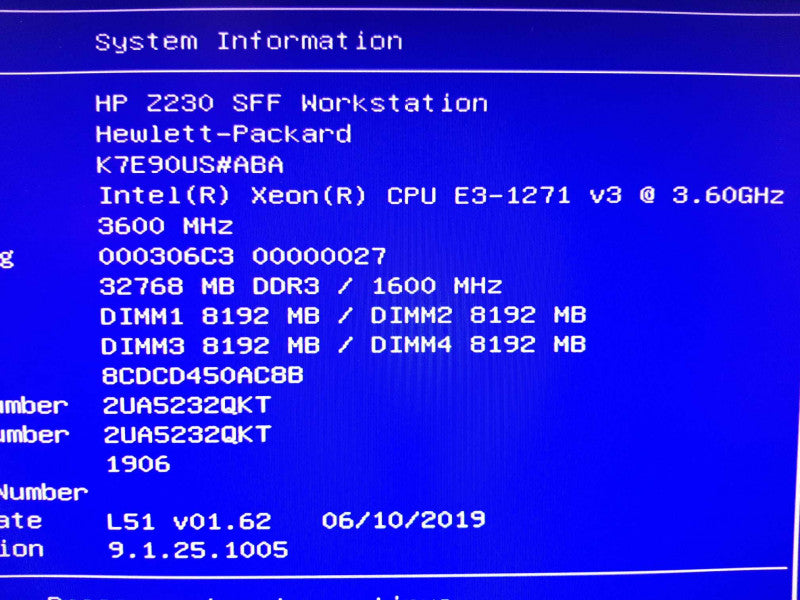 HP Z230 SFF WS, Xeon E3-1271v3 3.6GHz/32GB, No HDDs