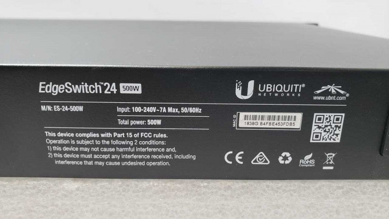 Ubiquiti Networks EdgeSwitch 24 ES-24-500W Managed Switch, AS-IS