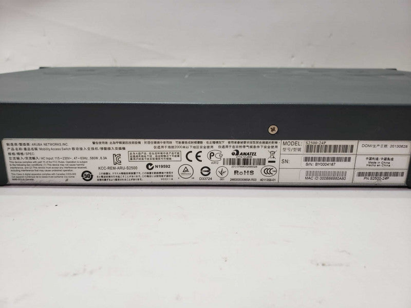 Aruba S2500 Mobility Access Switch S2500-24P-4x10G 24-Port.