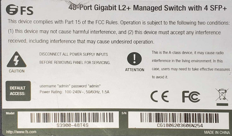 S3900-48T4S, 48-Port Gigabit Ethernet L2+ Fully Managed Switch, 48x Gigabit RJ45