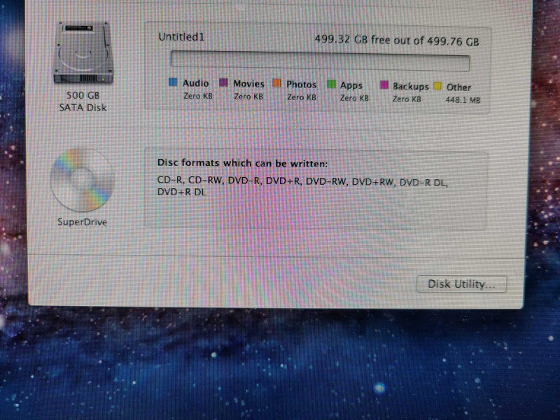 Apple A1311 21.5\\" Mid 2011 iMac i5-2400S @ 2.5Ghz 4GB 500GB HDD
