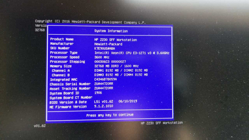 HP Z230 SFF Xeon E3-1271 V3 @ 3.60ghz / 32gb ram / Quadro K600