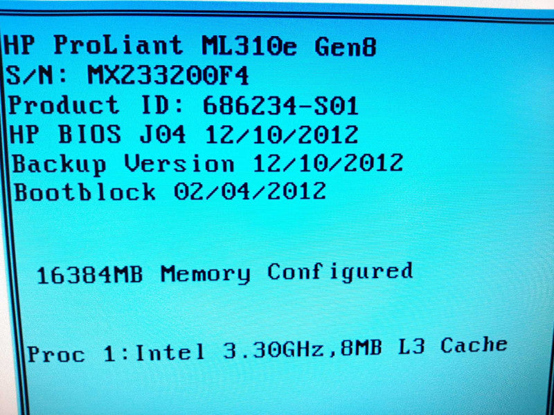 HP ML310e G8 Xeon E3-1230v2 3.3GHz QC/16GB, 4x 3.5\\" Bays, B120i, No HDDs