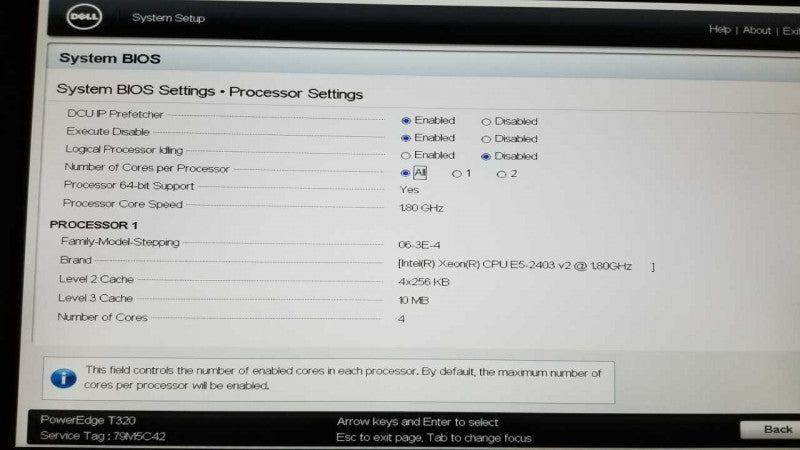 Poweredge T320 Xeon E5-2403 V2 @ 1.80ghz / 4gb ram / No GFX Card