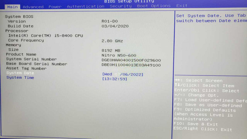 Acer Nitro N50-600 Series PC, Core I5-8400 2.8GHz, 8GB DDR4, No HDD/GPU, Read _