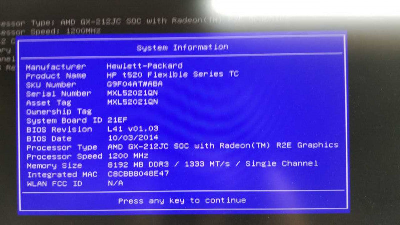 HP T520 thinclient AMD GX-212JC / Radeon R2E Gfx / 8gb ram #