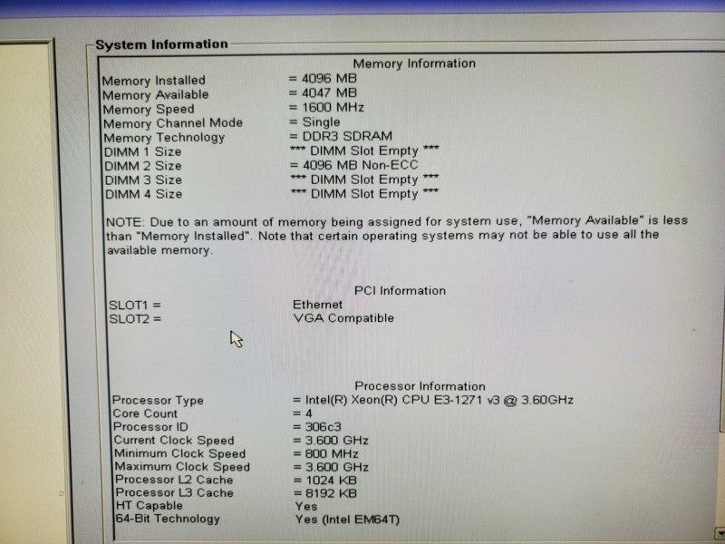 Dell Precision T1700 E3-1271 3.6GHZ 4GB DDR3 No HDD |