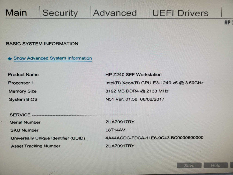 HP Z240 Workstation, E3-1240 v5 3.5GHz 8GB DDR4 No GPU No HDD |