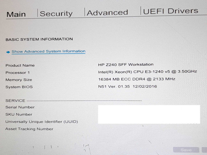 HP Z240 SFF Workstation Xeon E3-1240v5 @ 3.5GHz 16GB RAM NVS 310 -NO HDD +