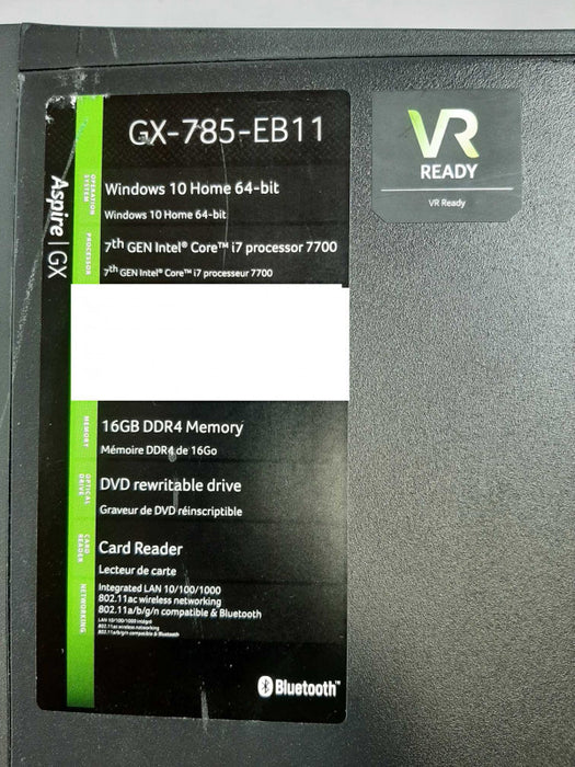 Acer Aspire GX-785-EB11 I7-7700 3.6GHZ/16GB, NO GPU/HDDs. ~