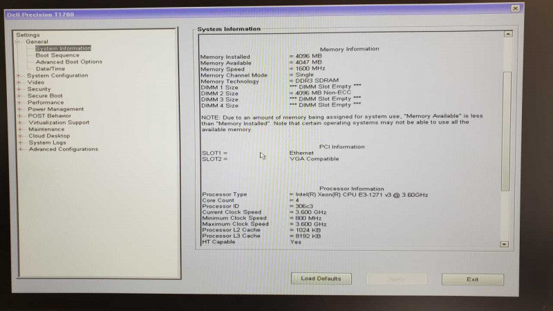 Dell Precision T1700, Xeon E3-1271v3 3.6GHz, 4GB DDR3, 500GB HDD, NVS310 GPU _