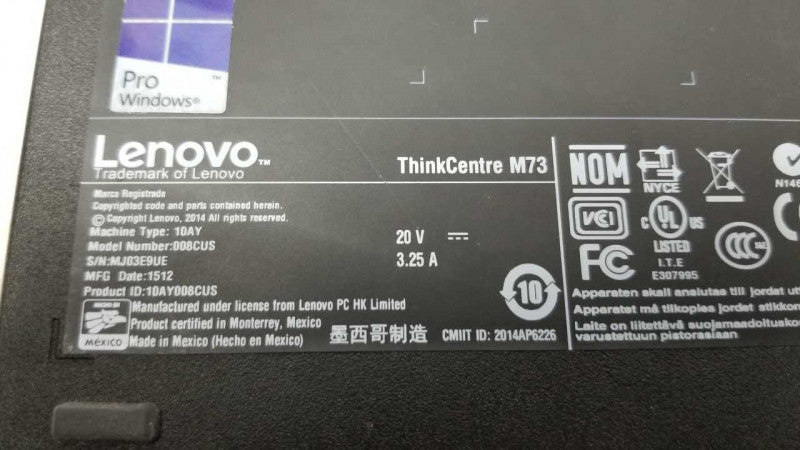 Lenovo thinkcenter M73 i5-4590T @ 2.00ghz / 8gb ram / see notes #