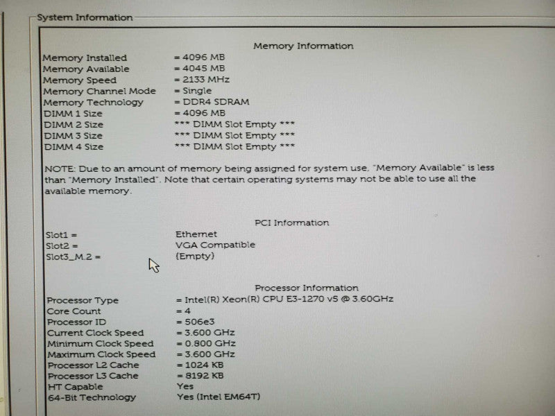 Dell Precision SFF 3420, E3-1270 v5 3.6GHz 4GB DDR4 |