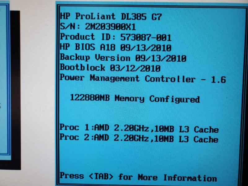 HP DL385 Gen 7 2U Server, 2x AMD Opteron 6174 2.2GHz 120GB DDR3, P410i Controller |