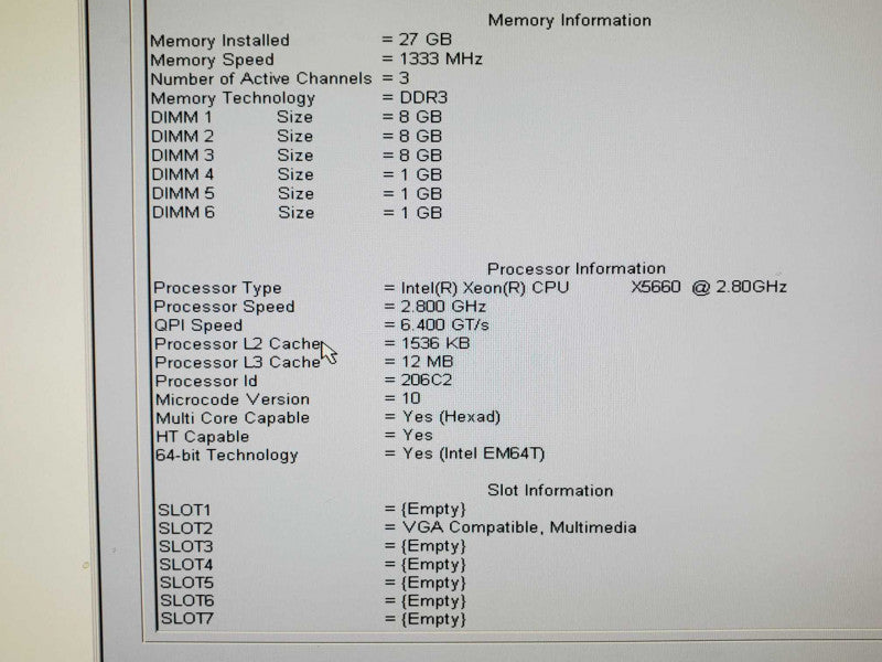 Dell Precision T7500 X5660 2.8GHz 27GB DDR3, SAS1068E-IR |