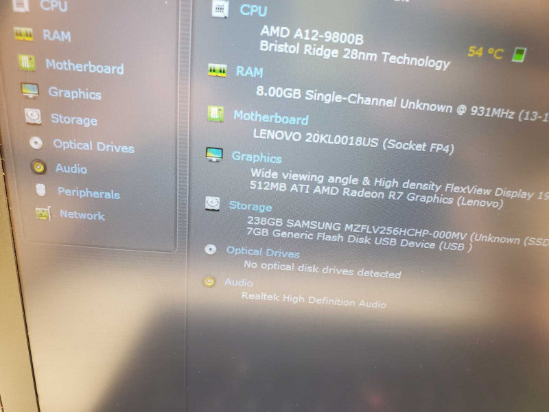 Lenovo A475 14\\" Laptop, AMD A12-9800B, 8GB Ram, 240GB SSD -