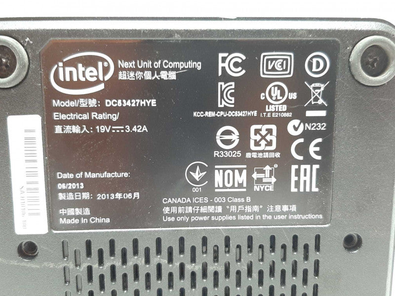 Intel NUC D53427HYE i5-3427U @ 1.5GHz 8GB RAM - NO HDD +