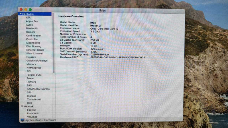 Apple iMAC Late 2013 27\\" A1419 Core i5-4570 3.2Ghz 16GB 250GB SSD Nvidia GeForce GT755M  _