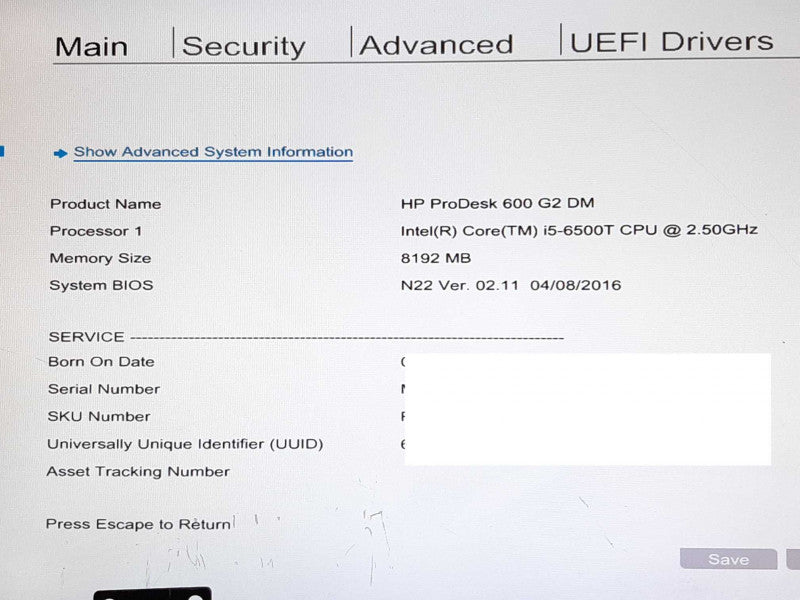 HP ProDesk 600 G2 DM i5-6500T @ 2.5GHz 8GB RAM - NO HDD +