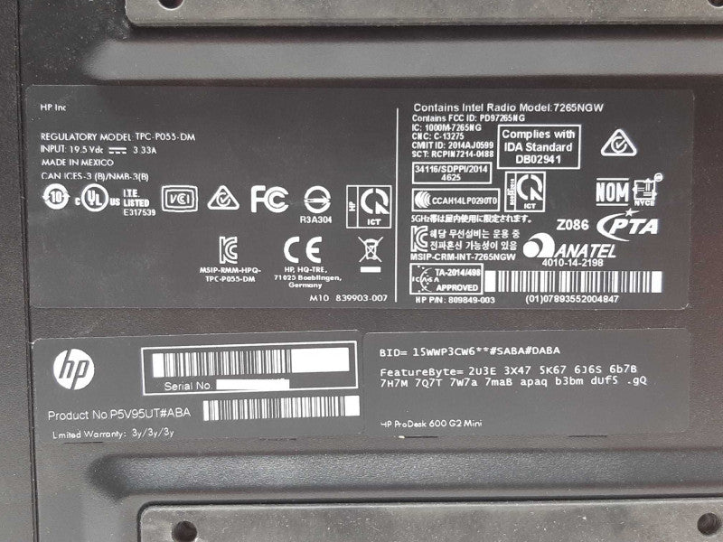 HP ProDesk 600 G2 DM i5-6500T @ 2.5GHz 8GB RAM - NO HDD +
