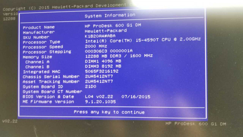 HP ProDesk 600 G1 Business i5-4590T @ 2.00ghz / 12gb ram / no HDDs #
