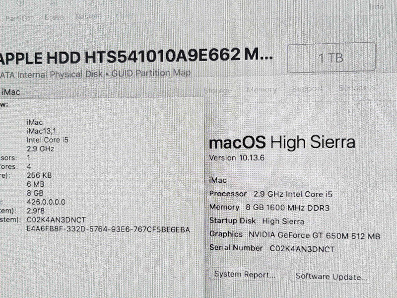 iMac 21.5\\" - L.2012 i5-3470S 2.9GHZ/8GB, nVidia GT 650M, 1TB HDD ~