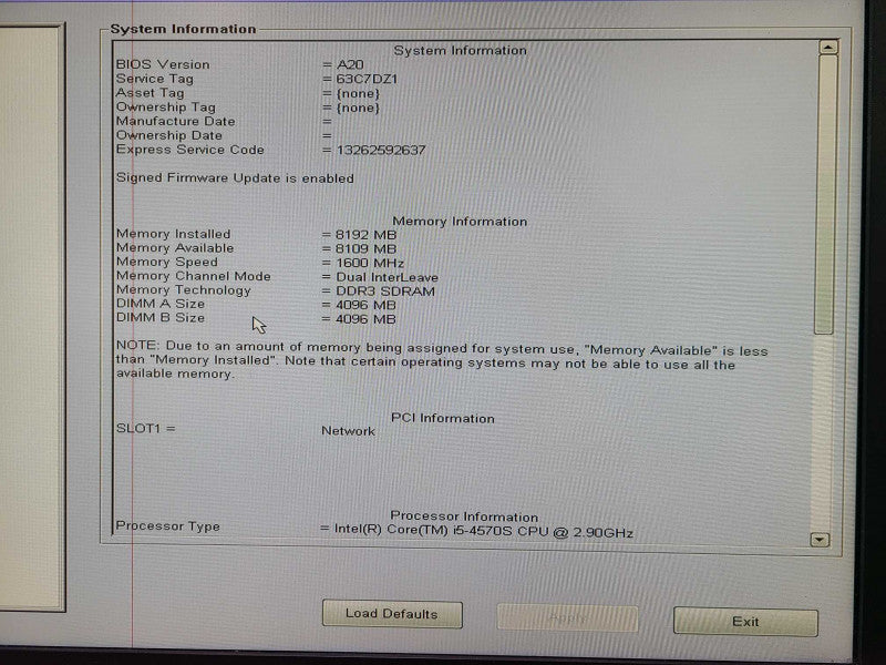 Dell Optiplex 9020 AIO Intel Core i5-4570S @ 2.90Ghz 8GB 250GB SSD  [