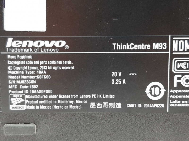 Lenovo ThinkCentre M93p i5-4570T @ 3.30GHz 2GB RAM - NO HDD/Caddie +