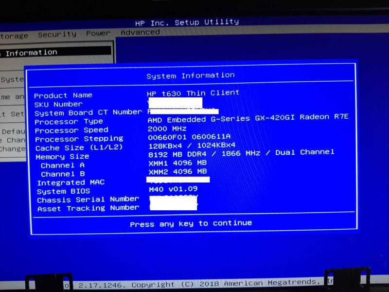 HP t630 Thin Client AMD GX-420GI @ 2GHz 8GB RAM 32GB Flash w/Stand +