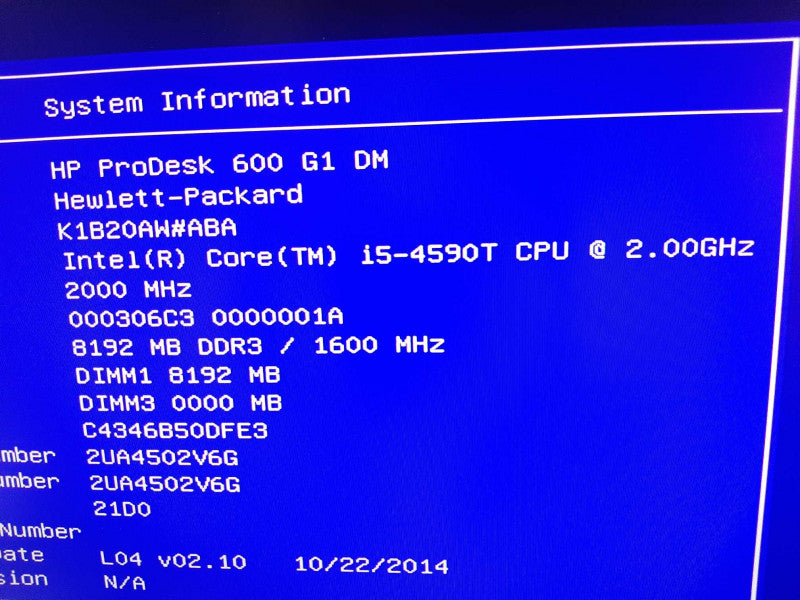 HP ProDesk 600 G1 Business i5-4590T 2.00GHZ/8GB, NO HDDs, ~