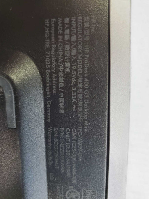 HP ProDesk 400 G3 DM, Core i5-6500T @ 2.5GHz, 8GB RAM, No HDD/SSD )