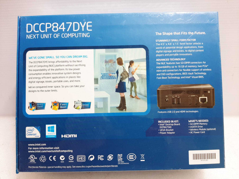 Brand New Intel NUC DCCP847DYE Celeron Mini PC,, ~