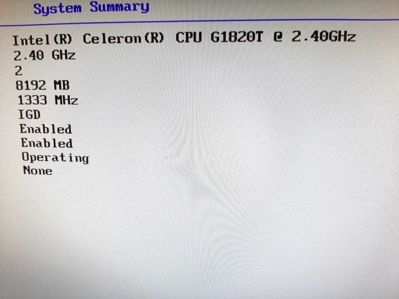 Lenovo Thinkcenter M73 Celeron G1820T 2.40GHZ DC/8GB, NO SSDs ~