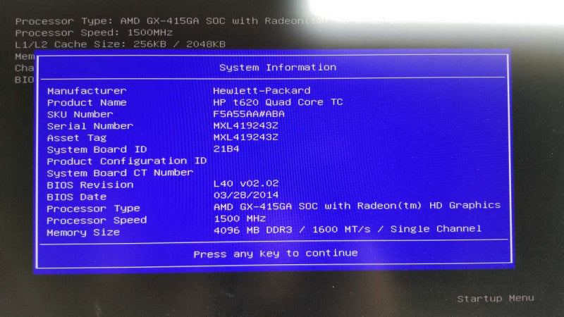 HP T620 Quad Core TC AMD GX-415GA / Radeon HD Gfx / 4gb ram #