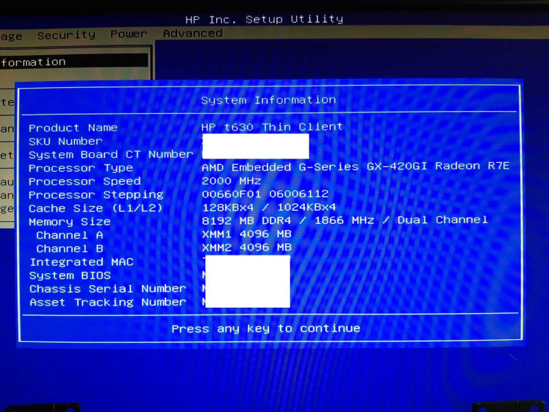 HP t630 Thin Client AMD GX-420GI @ 2GHz 8GB RAM 32GB Flash w/ Stand +