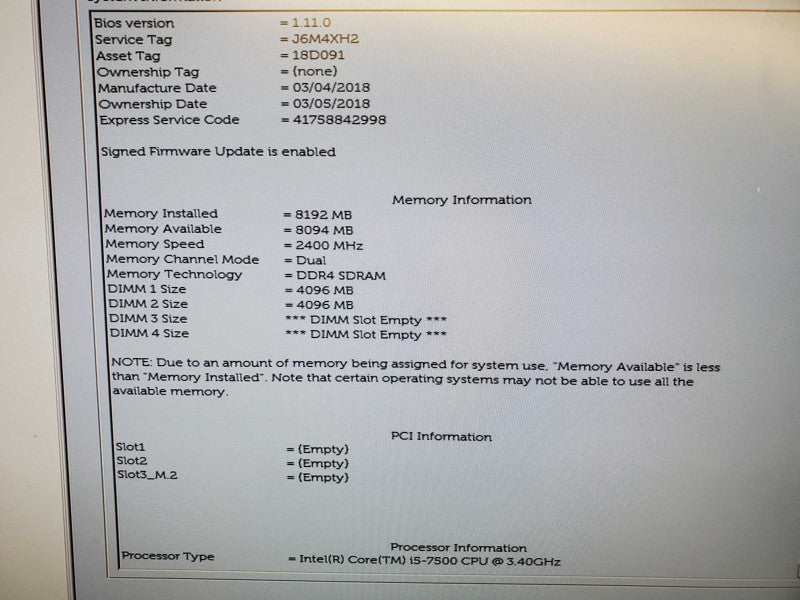 Dell OptiPlex 5050 Desktop, Intel i5-7500, 8GB Ram, 500GB HDD -