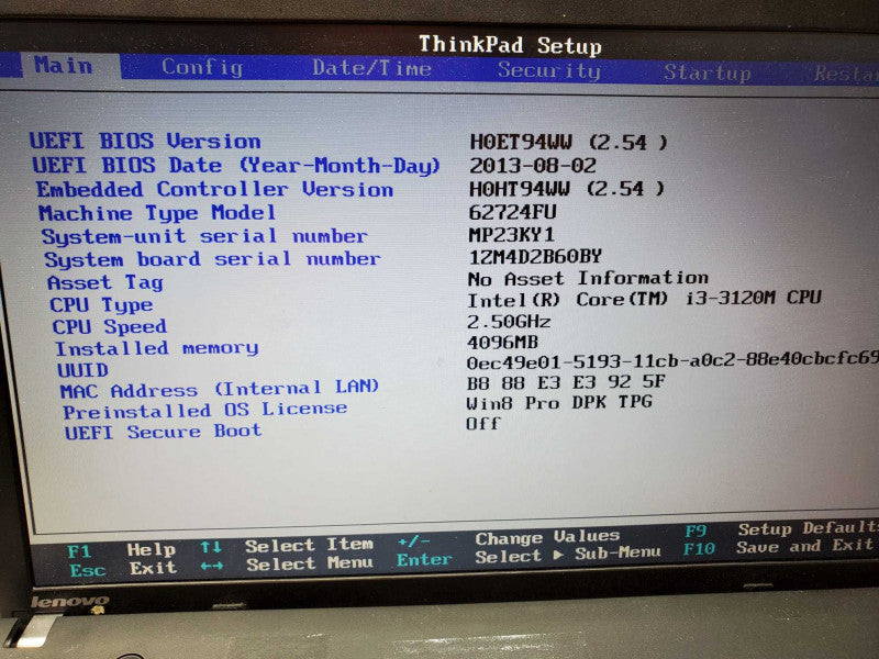 Lenovo ThinkPad E530 Core i3-3120M 4GB 1TB HDD (