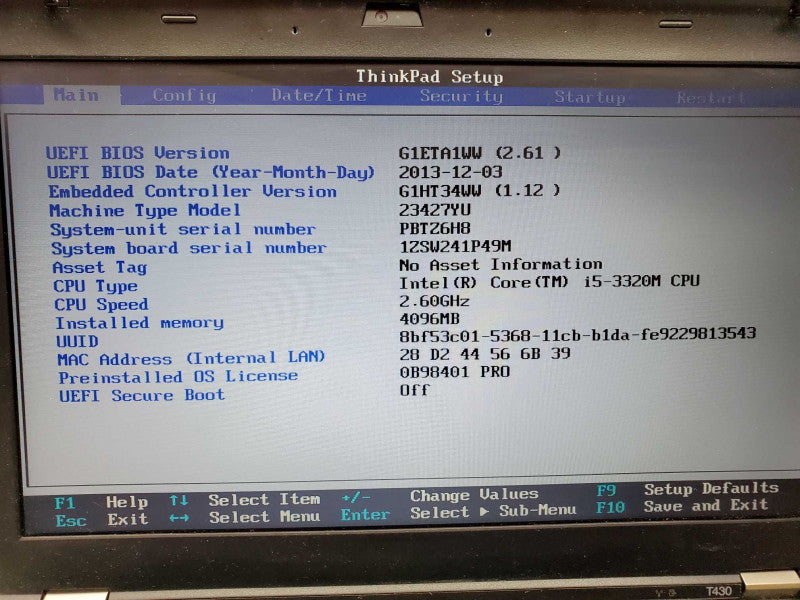 Lenovo ThinkPad T430 Core i5-3320M 4GB 500GB HDD (