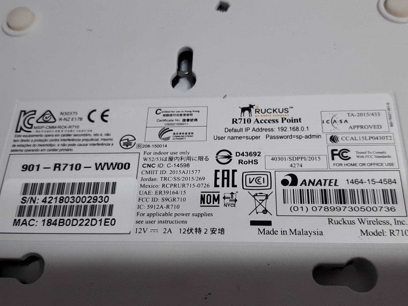 Ruckus Wireless ZoneFlex R710 Access Point 901-R710-WW00 ~