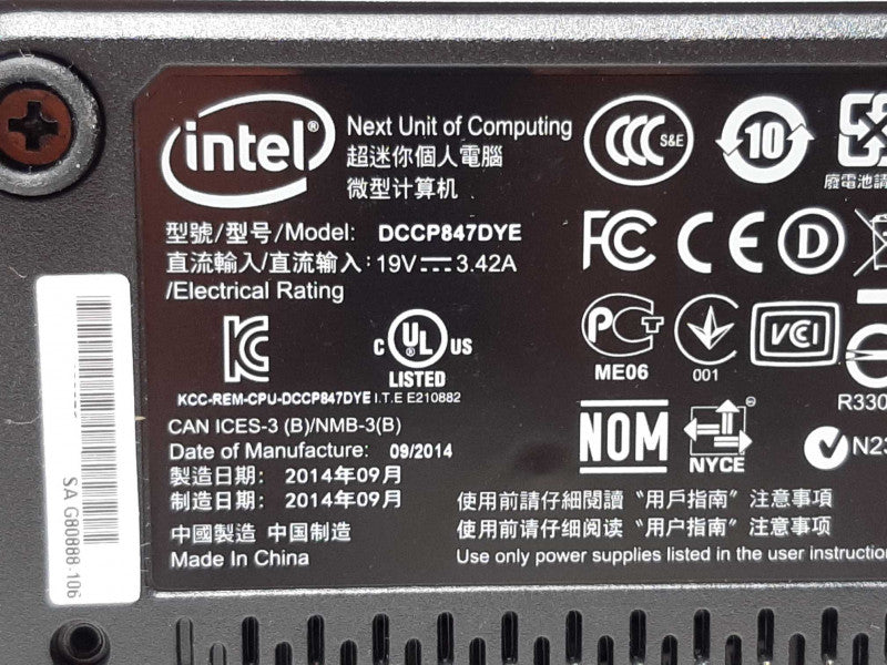 [OPEN BOX] Intel NUC DCCP847DYE Celeron 847E @ 1.1GHz 8GB RAM -NO SSD +