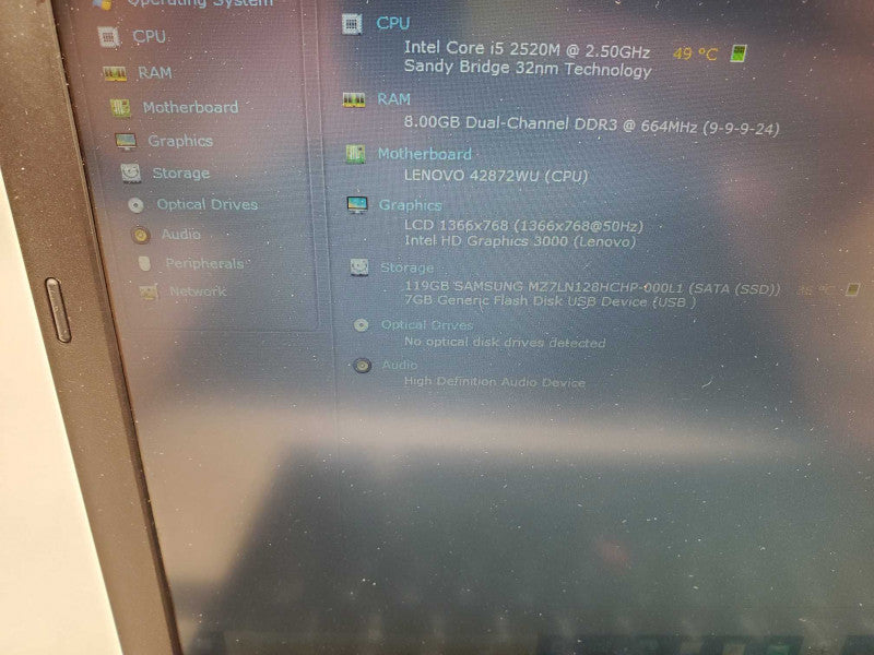 Lenovo X220 12.5\\" Laptop. Intel i5-2520M, 8GB Ram, 120GB SSD. -