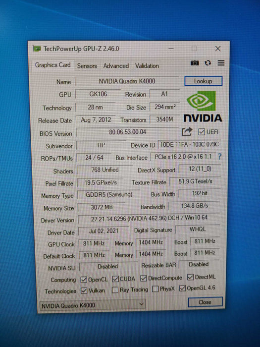 Nvidia Quadro K4000 3GB 2x Display Port 1x DVI  [