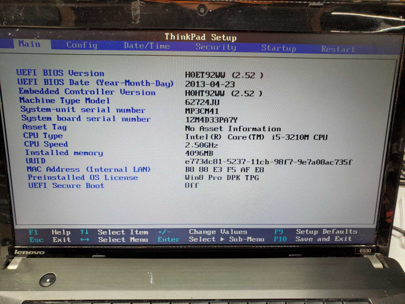 Lenovo ThinkPad E530 Core i5-3210M 4GB 750GB HDD (