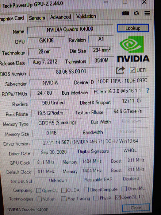 PNY NVIDIA Quadro K4000 Video Card 3GB GDDR5 2 DP DVI GPU, Tested $ Working ~
