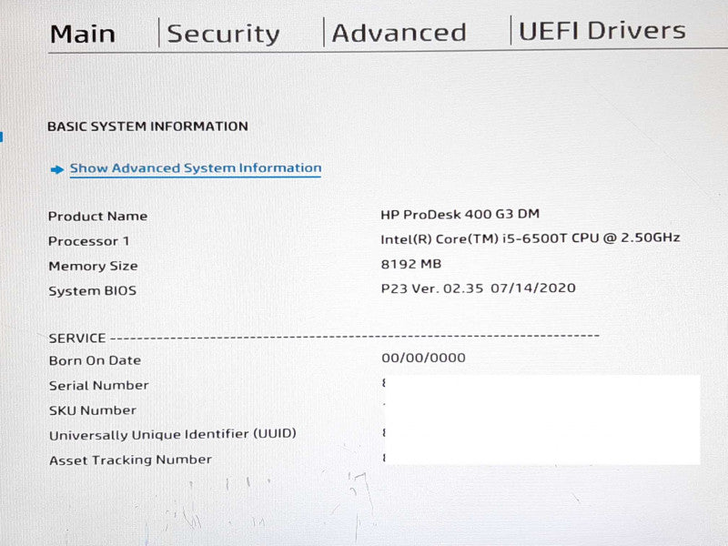 HP ProDesk 400 G3 DM Intel Core i5-6500T @ 2.50Ghz 8GB RAM No HDD +