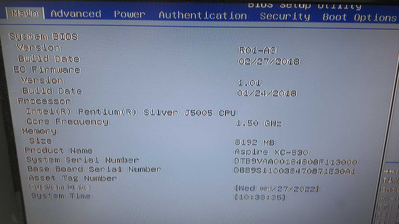 Acer XC-830 Series EB11 SFF, Pentium Silver J5005 1.5GHz, 8GB DDR4, No HDD #