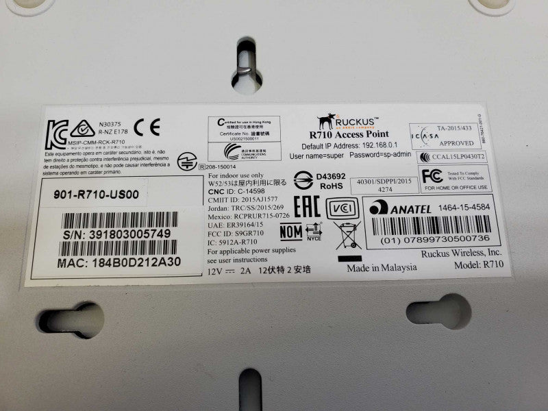Ruckus ZoneFlex R710, P/N: 901-R710-US00, Wireless Access Point  )
