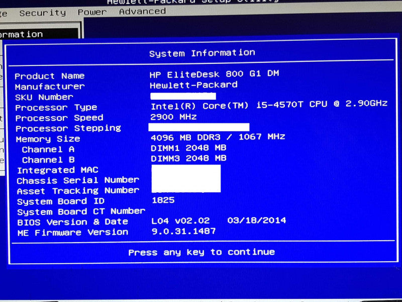 HP EliteDesk 800 G1 DM i5-4570T @ 2.9GHz 4GB RAM - NO HDD +
