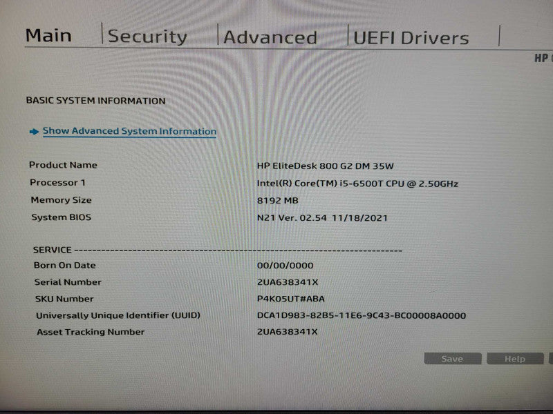 HP EliteDesk 800 G2 DM 35W Intel Core i5-6500T @ 2.50Ghz 8GB       [