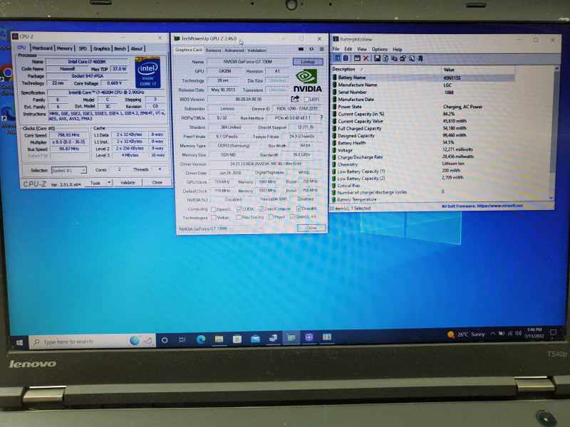 Lenovo ThinkPad T540P Core i7-4600M 8GB 500GB HDD  (